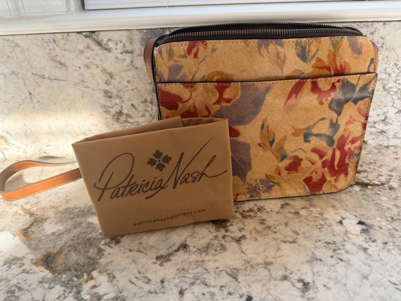 Patricia Nash Multi Collection Floral Crossbody Bag Multicolor Zip Gold