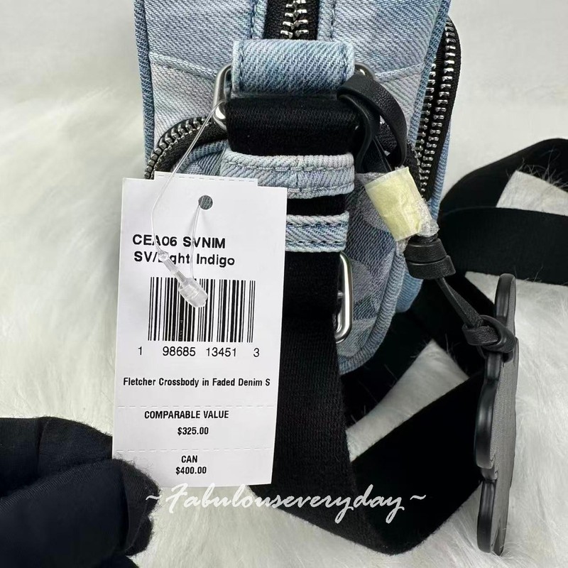 Coach Men's Fletcher Crossbody Bag In Loved Signature Denim Light Indigo CEA06 gallery