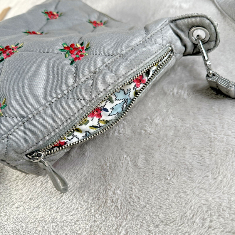 Vera Bradley Carson Hobo Crossbody Denim Gray Embroidered Shoulder Bag gallery