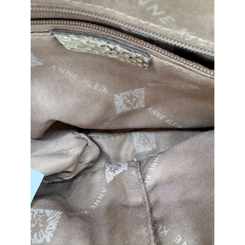 Anne Klein Cork Snakeskin Print Shoulder Bag Chain Strap Neutral Crossbody Purse gallery