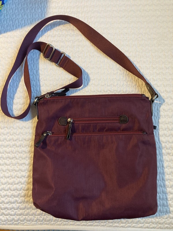 OSGOODE MARLEY #8314 Cranberry Nylon Triple Entry Crossbody Bag. Good For Travel