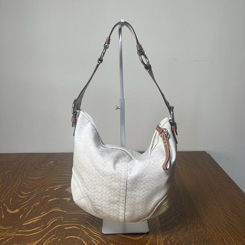 Coach Women’s White Signature C Canvas With Leather Trim SoHo Hobo Shoulder Bag