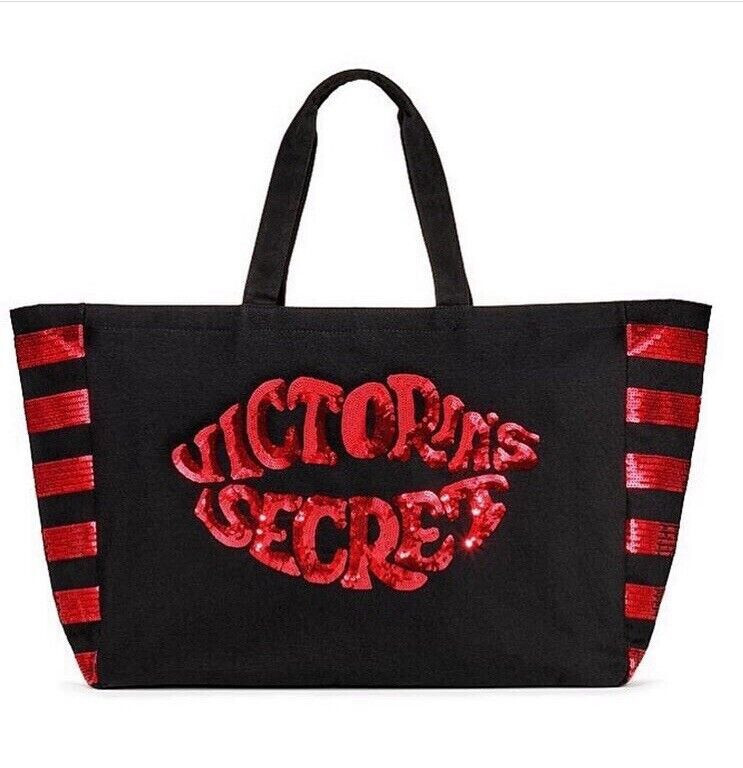 Victoria’s Secret Weekender Tote Bag Lips Sequins