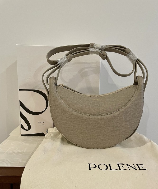 100% Authentic Polene Numero Dix Textured Taupe Handbag – FULL SET NWT