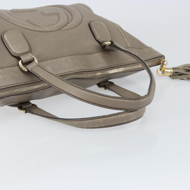 GUCCI Soho Tote Bag Leather Gray Gold 282307 Auth ep12345 gallery