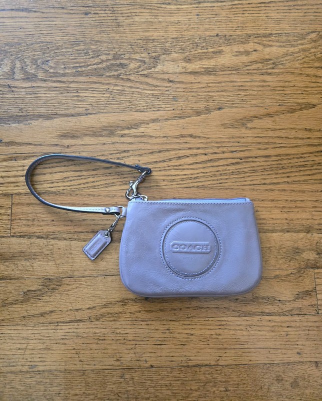 Coach Y2K Patent Leather Mauve Slim Zip Wristlet Wallet