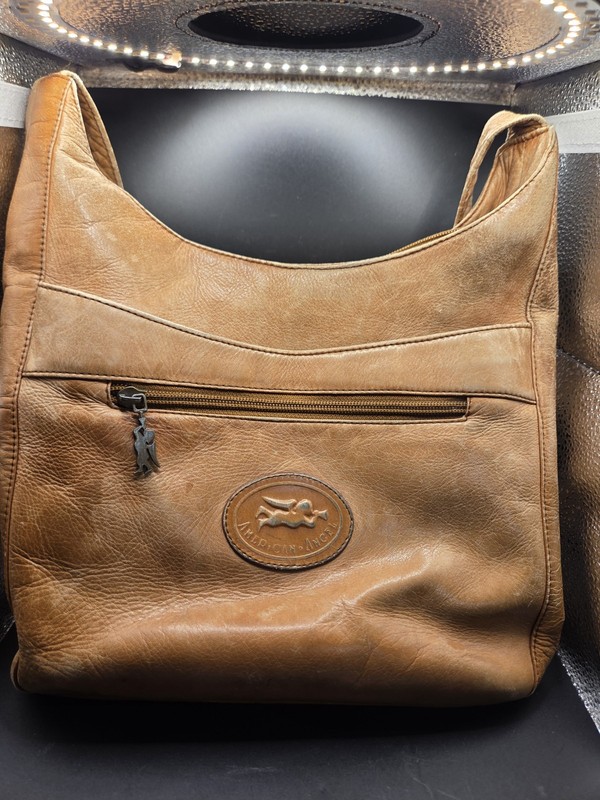 American Angel 6085 Soft Camel Brown Leather Bucket Purse Bag Colombia 90s RARE