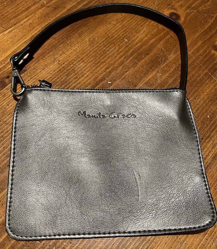 MANILA GRACE Metallic Gray Silver Wristlet Bag Handbag Purse EUC! Y2K