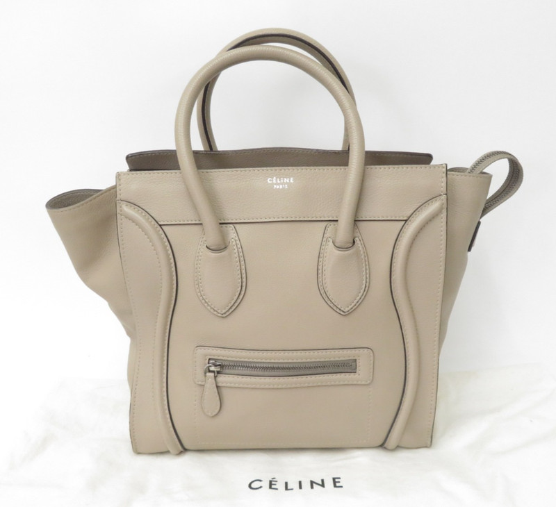 Authentic CELINE Luggage Medium Shopper Leather Hand Bag I#48952