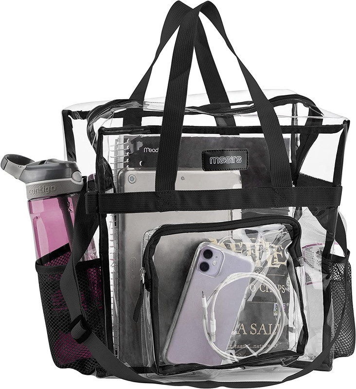 Bolso tote transparente Bolsillos de malla aprobados por el estadio