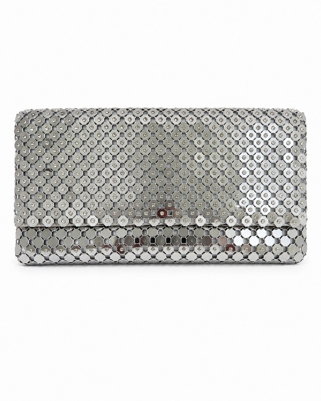 Cezanne Silver Metal Mesh Evening Clutch Bag Chain Strap Disco Y2K Party Purse