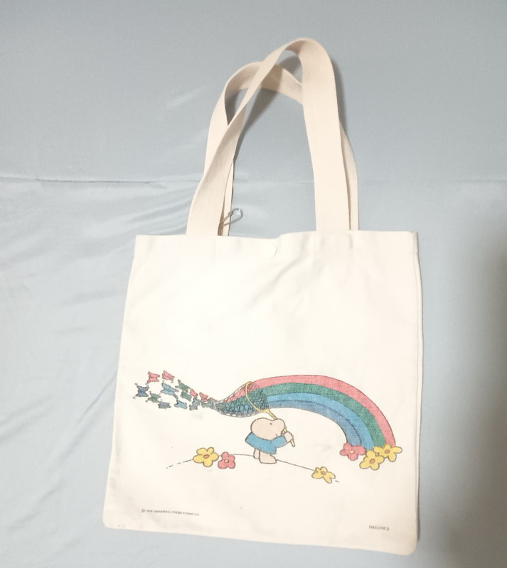 “Freelance” 1979 Universal Press Syndacite Tote Bag Rainbow Flower Butterfly-Net