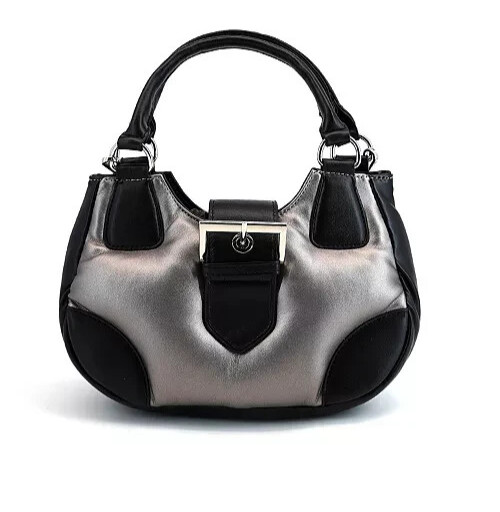 Like Dreams Artic Plush Y2K Top Handle Crossbody Bag Pewter Black Silver