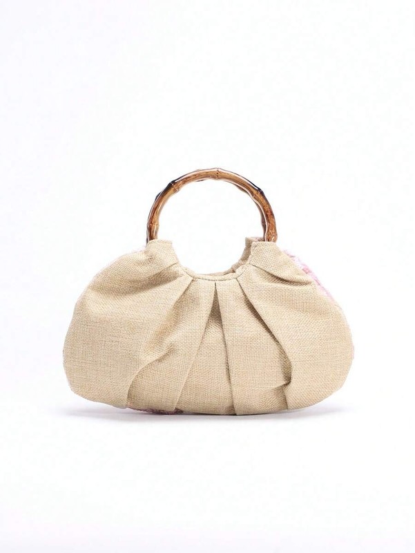 Fashionable Ruched Bag Pleated Faux Pearl Glossy Women Top Handle Handbag gallery