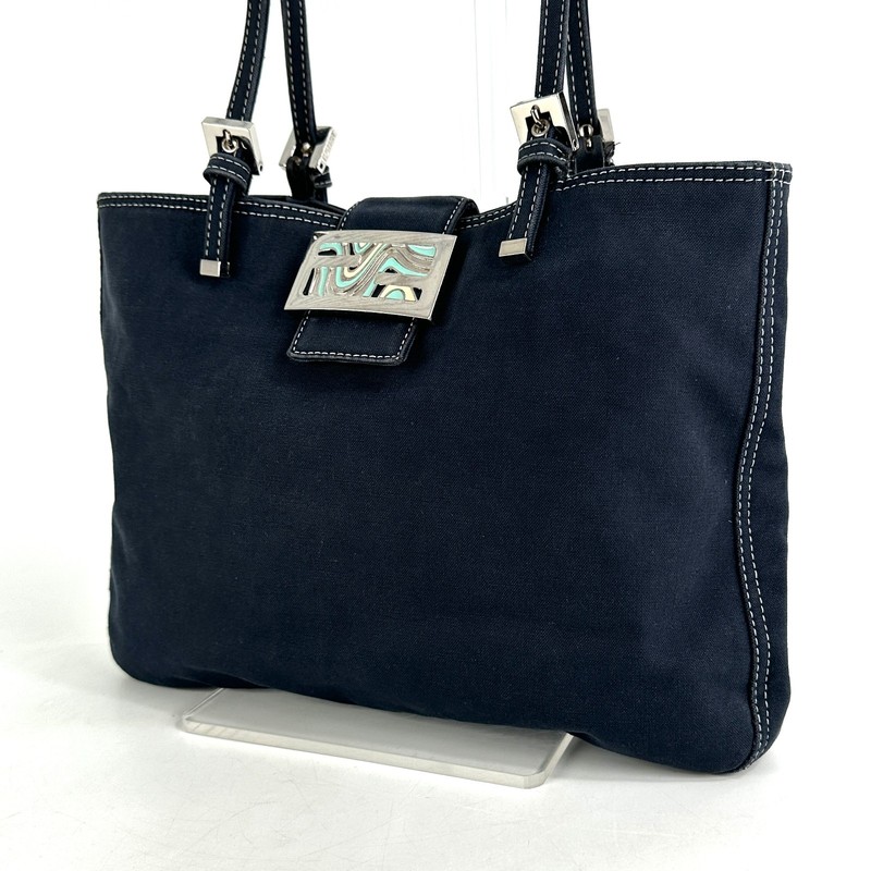 fendi Mamma Baguette Shoulder Bag Denim Tote 308T0302