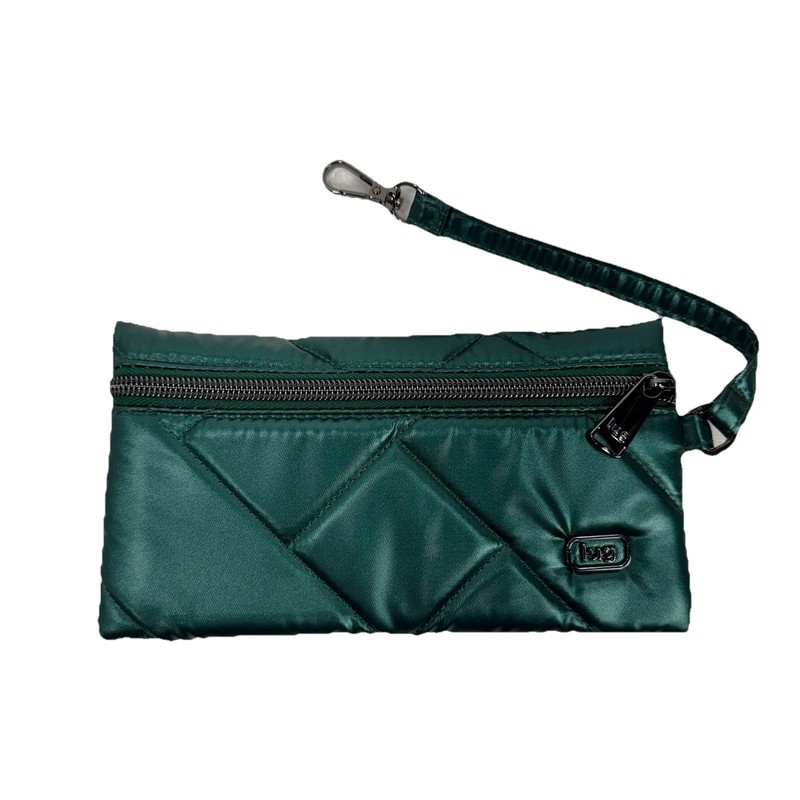 Lug Sway Zip Pouch Wallet Wristlet Wickedly Green Quilted w/ Clip