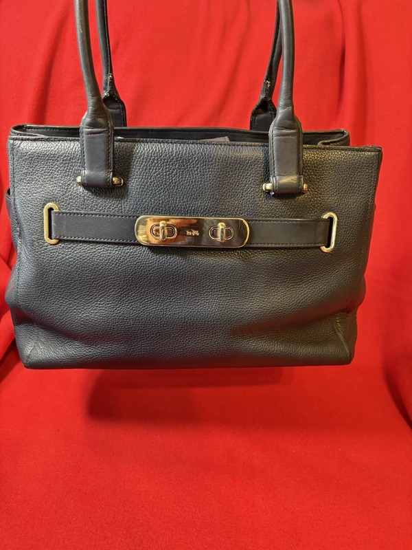Coach Swagger 27 satchel in navy pebbled leather