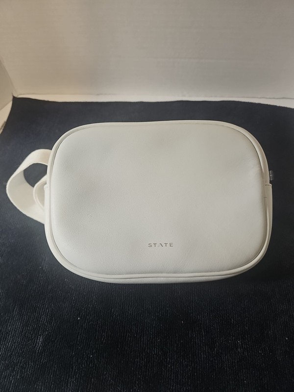 STATE Bennett Fanny Bag White Smooth Leather Crossbody Waist Belt Bag Purse NWT