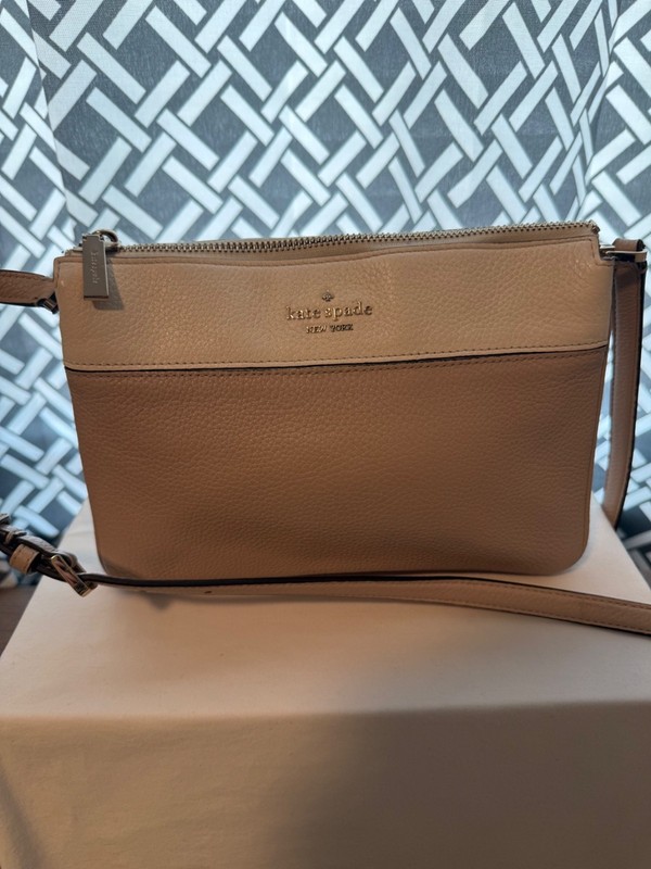 Kate Spade Leila Colorblock Beige Cream Triple Gusset Crossbody