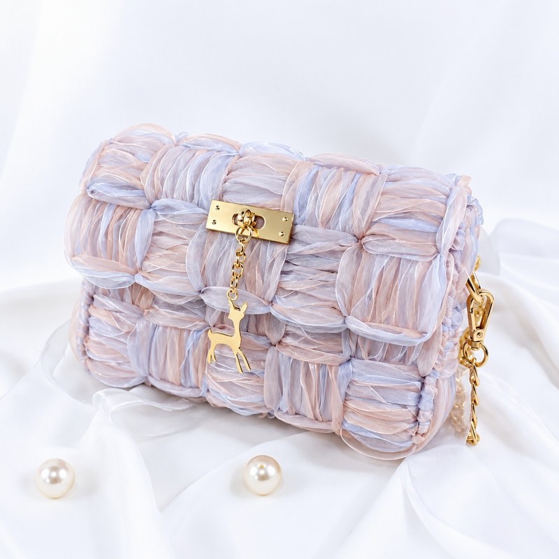 Elegant Ribbon Gauze Hand-Woven Chain Bag
