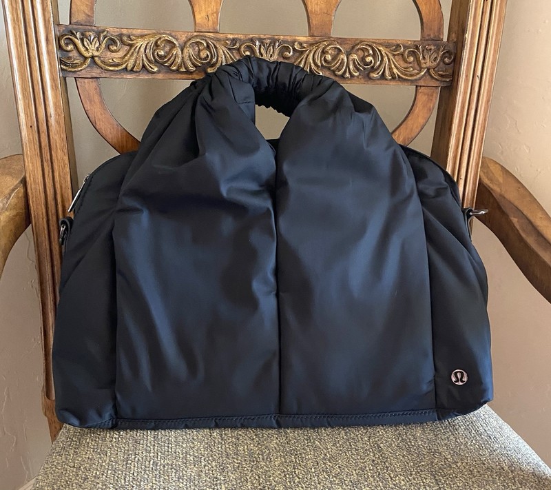 Lululemon Athletica Black Tote Bag Ruched Handles Black Hardware No Strap