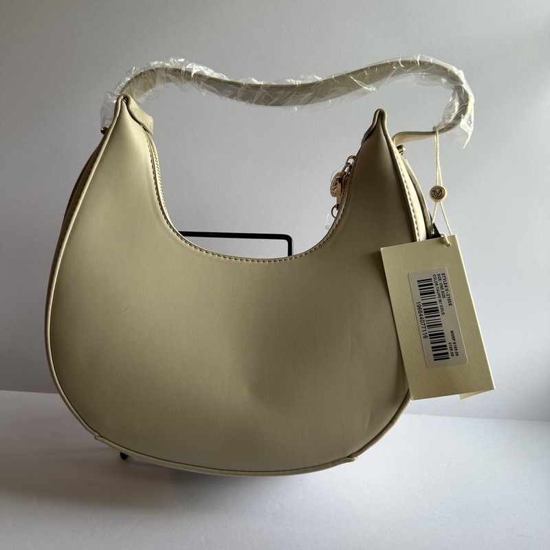 Valentino Orlandi Taupe Vegan Leather Gold Studded Shoulder Bag + Wallet NWT gallery