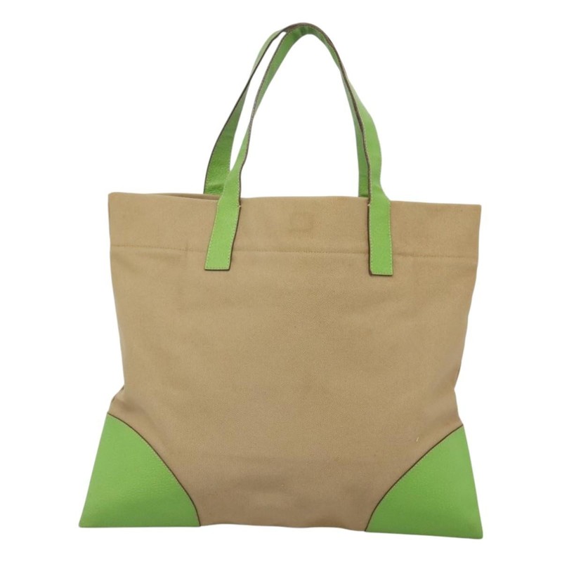 PRADA Tote Bag Canvas Beige Silver Auth BD1531 gallery