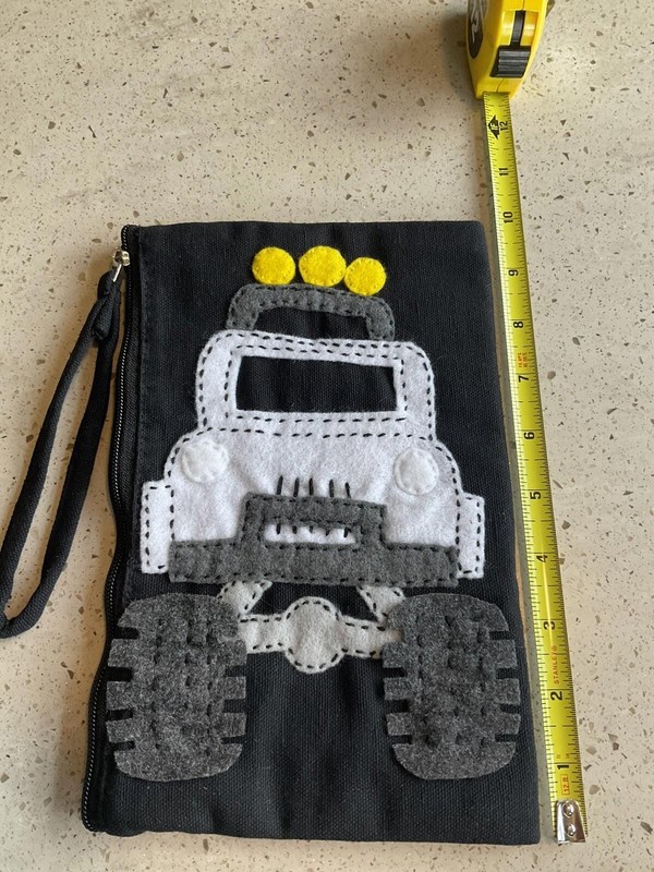 Canvas zipper pencil case hand sewn design W/ Free Duck Key Chain