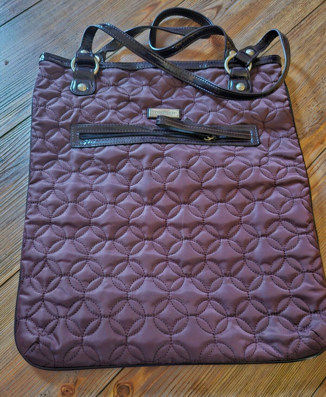 vera bradley long burgundy tote 14 1/2 in L, by 13 in W. gallery