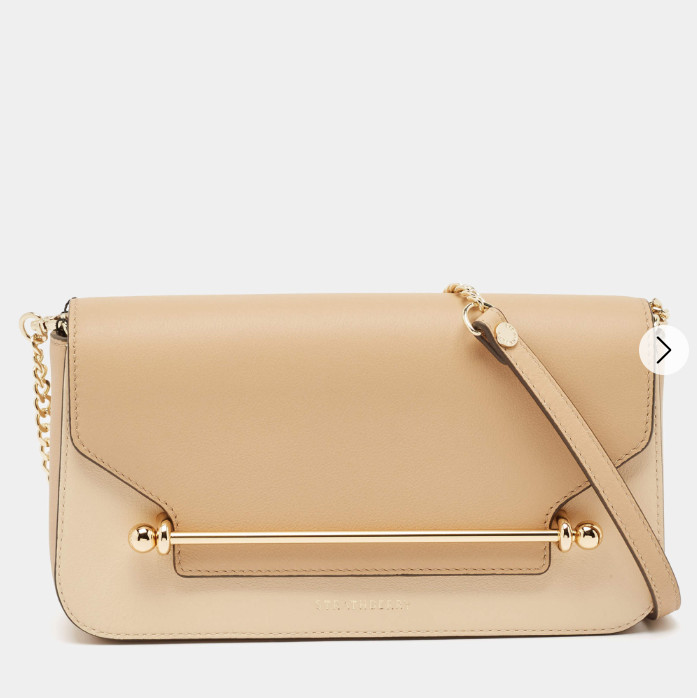 NWT NEW Strathberry Beige Leather Chain Wallet Bag