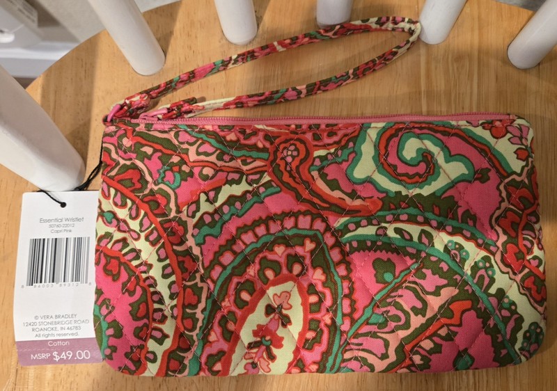 Vera Bradley Essential Wristlet Capri Pink NWT New With Tags Msrp $49