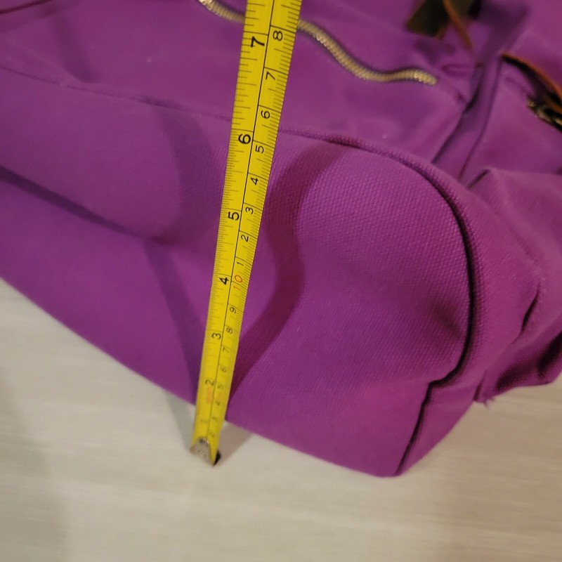 Purple Backpack with Flap Top and Adjustable Drawstring, Zippered Compartments gallery
