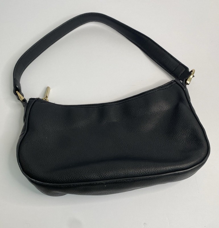 A New Day Black Pebbled Shoulder Bag, Gold Hardware