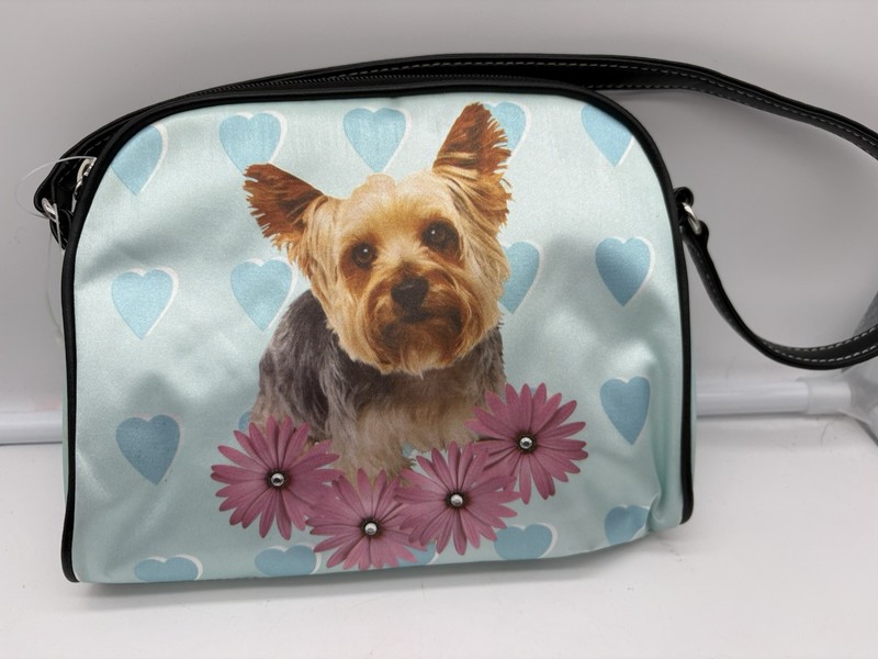 Vintage Limited Too Y2K Yorkie Dog Purse Light Blue Hearts Floral Shoulder Bag A