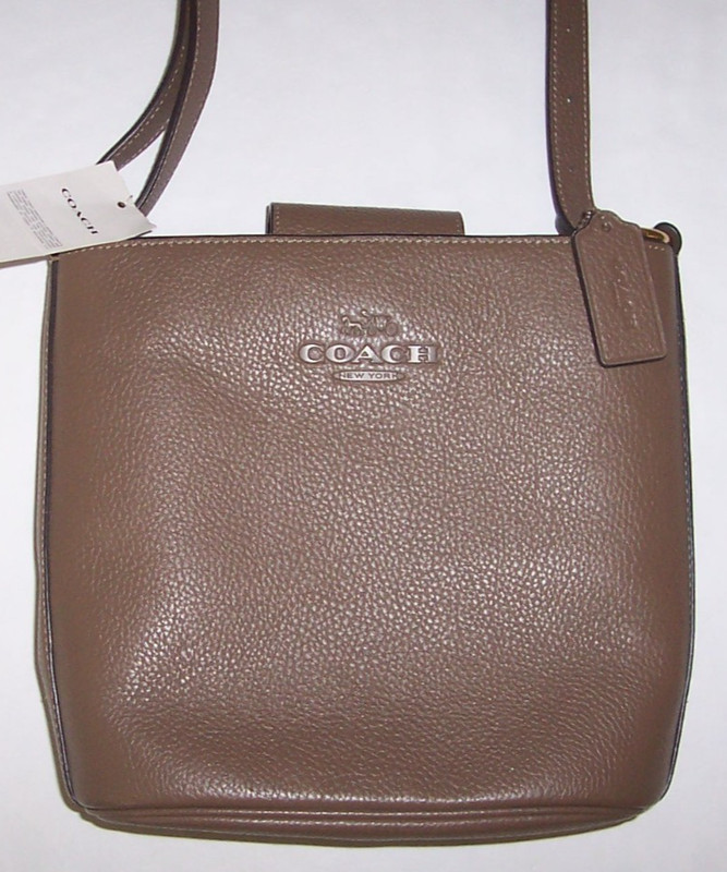 NWT Coach $398 DARK STONE/TAUPE Pebble Leather SOPHIE BUCKET Bag Crossbody CR153