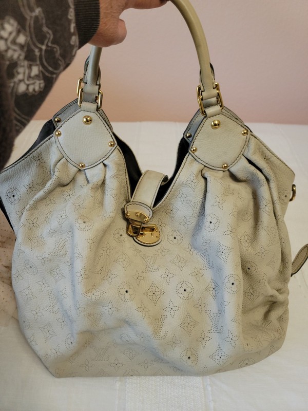Louis Vuitton Grey Mahina Monogram Satchel Top Handle Zip Gold Hardware