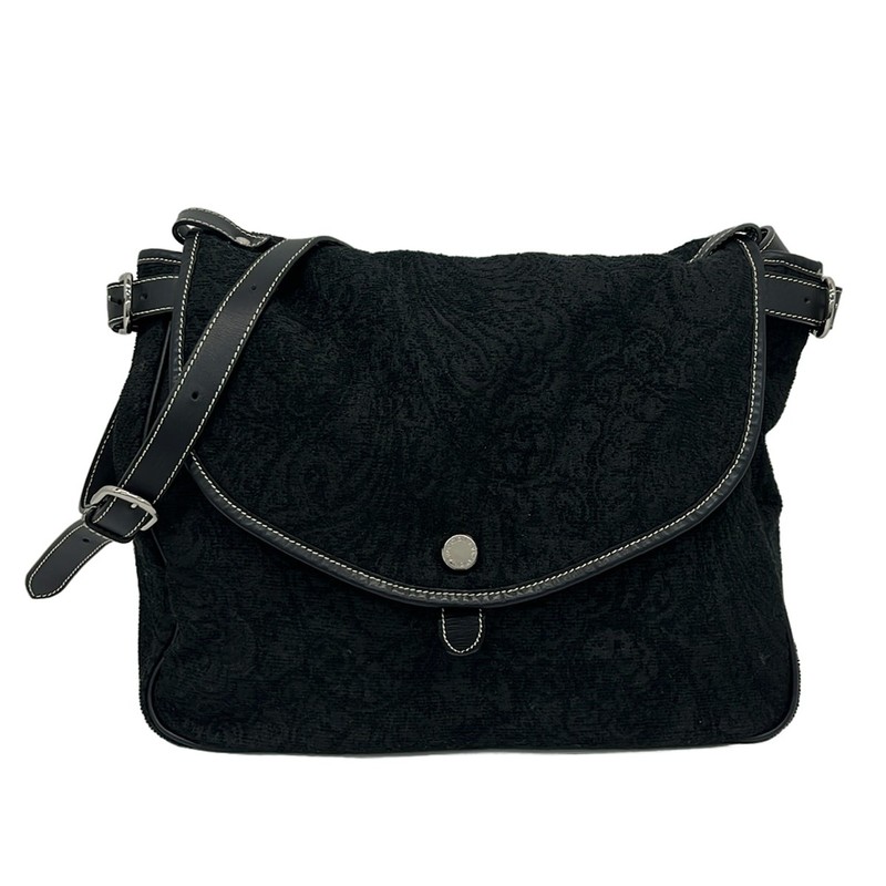 A VACATION KIKI – Black Jacquard Leather Shoulder Bag