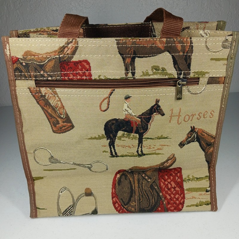 Signare English Horse Tote ~Equestrian Tapestry Purse ~Shoulder Bag Handbag