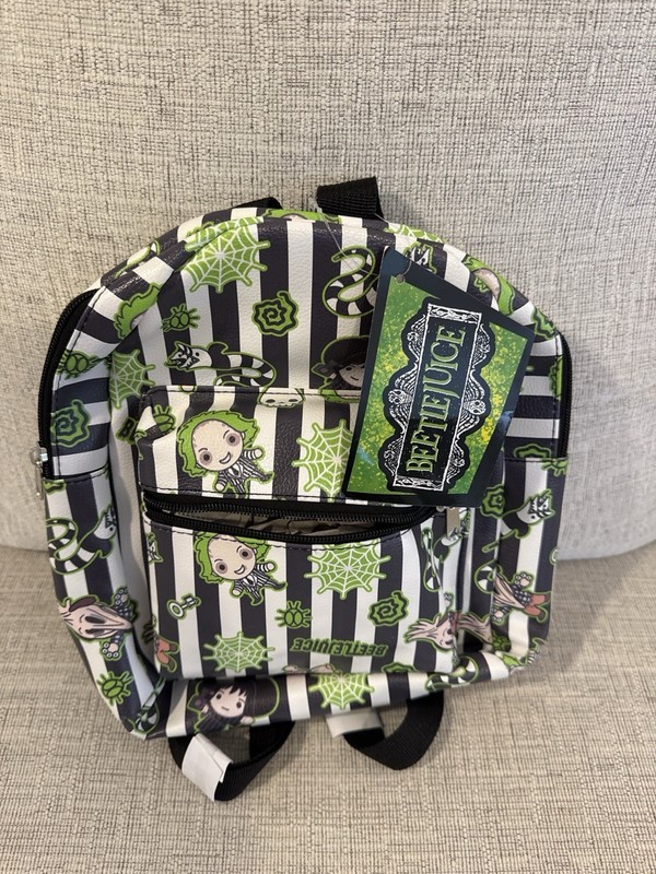 Beetlejuice Mini Backpack Striped Chibi Characters WB Licensed Bag NWT