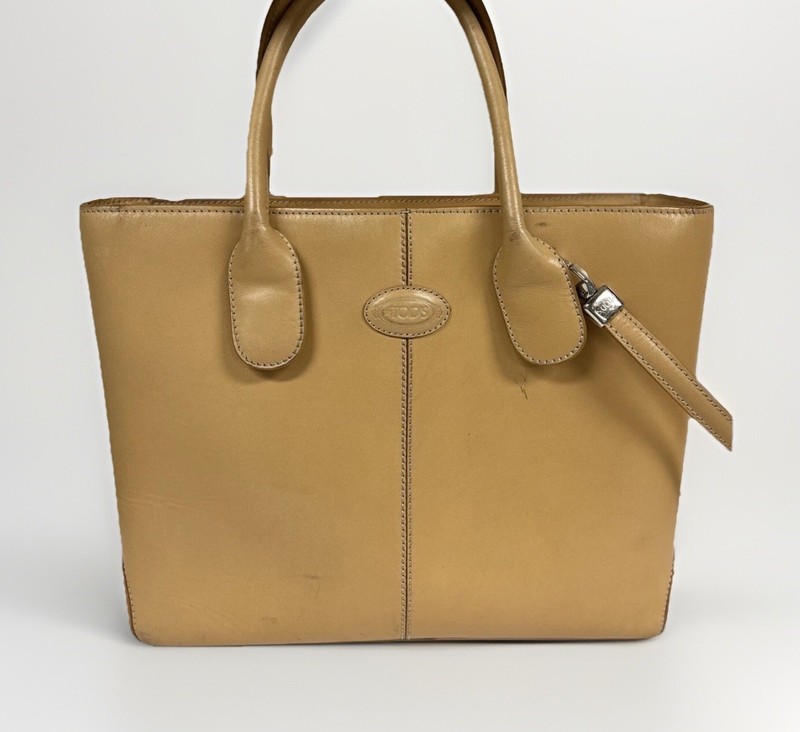 Tod’s Tote Caramel Leather Handbag 13”x 9.5” x 4” Double Handle &Crossbody