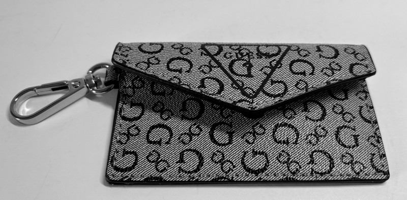 GUESS HANDBAG CHARM CARD HOLDER BLACK/GREY NWOT
