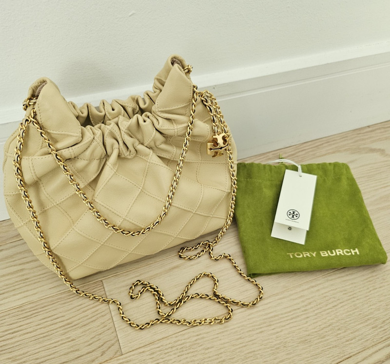 Tory Burch Mini Fleming Soft Hobo Bag Quilted Leather – Vanilla Soft Serve