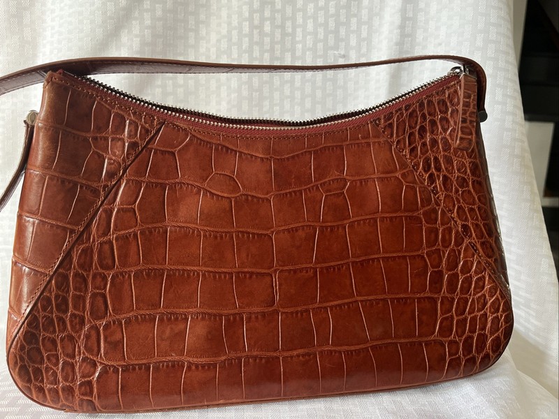 MONSAC Terracotta Crocodile Shoulder Bag