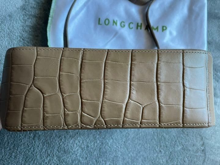 Longchamp Roseau Croco Embossed Handbag Shoulder Bag Leather Beige NEW Japan gallery