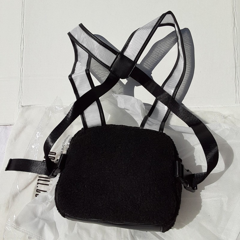 Backpack Chest Bag Harness Black Fleece Adjustable Straps Festival Dolls Kill gallery