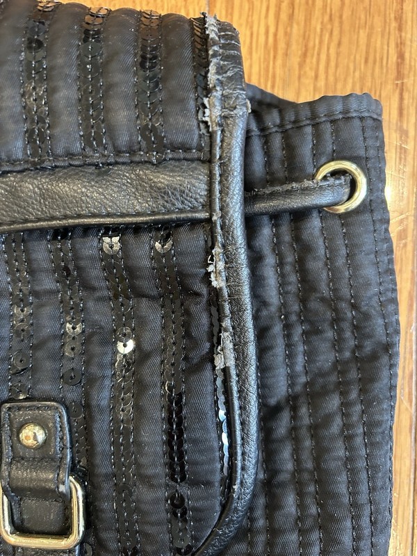 Juicy Couture Vintage Black Sequin Quilted Mini Backpack Goth Y2K Glam Bag gallery
