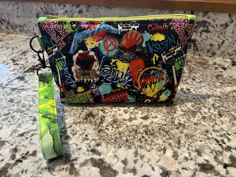 Custom Heavy Metal Bands Removable Loop Key Fob Cotton Handmade In USA Wristlet