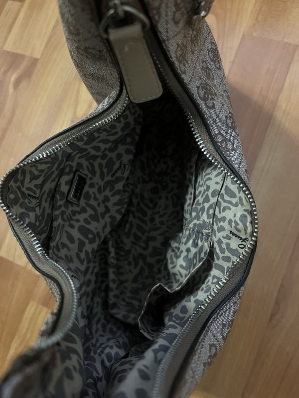 Guess Monogram Shoulder Bag Brown Logo Canvas Charm Medium Hobo Purse Y2K gallery