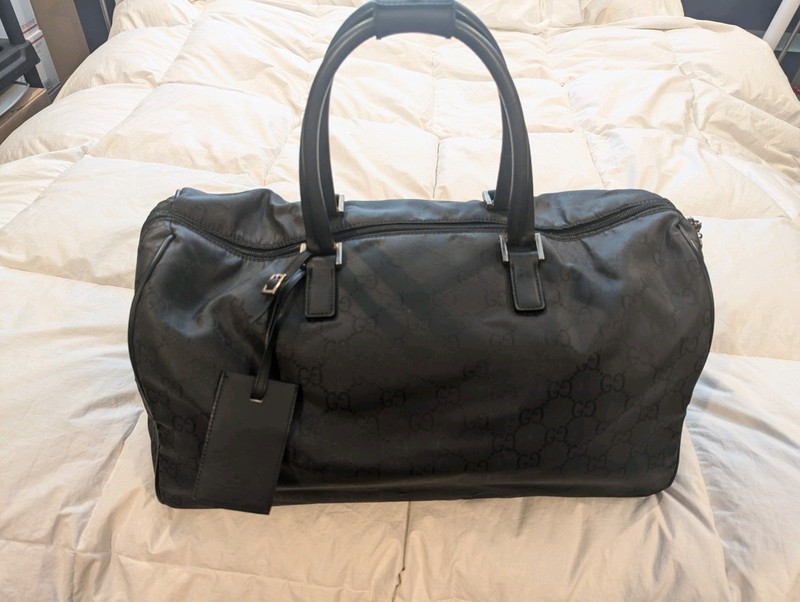 Gucci Italy Boston Black Nylon Bag w/name tag-padlock
