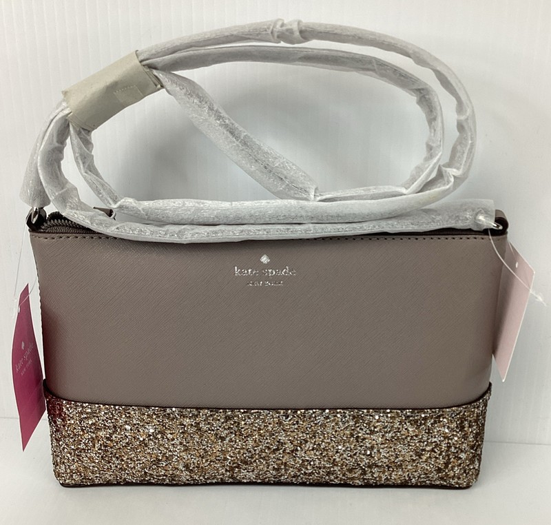 Kate Spade Greta Court Ramey City Scape Grey Glitter Crossbody Bag WKRU5693 NWT